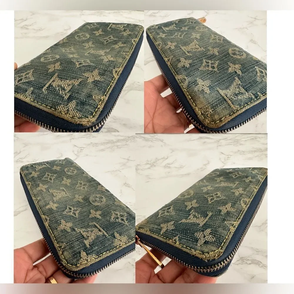 🌺RARE🌺 LOUIS VUITTON Monogram Denim Zippy Long Wallet Blue